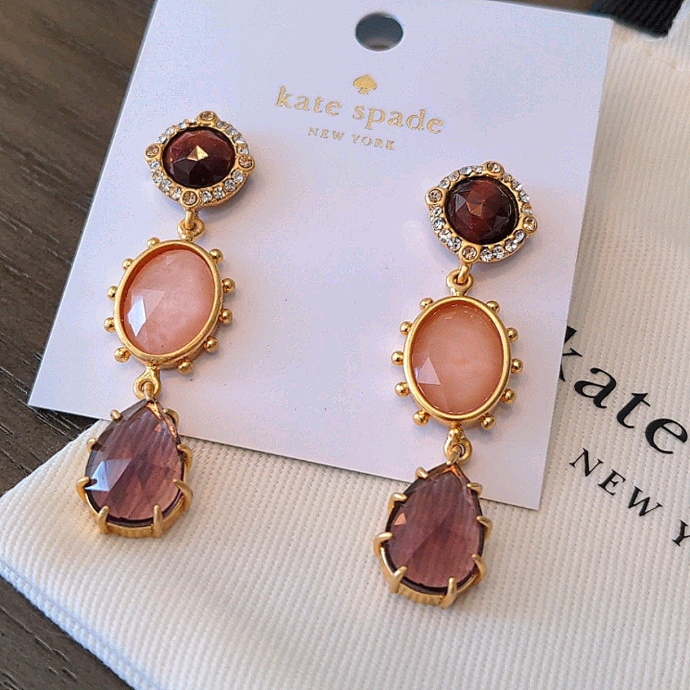 NEW Kate Spade Linear Drop Earrings in Berry Multi - Picture 7 of 9